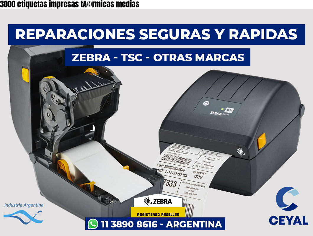 3000 etiquetas impresas tÃ©rmicas medias
