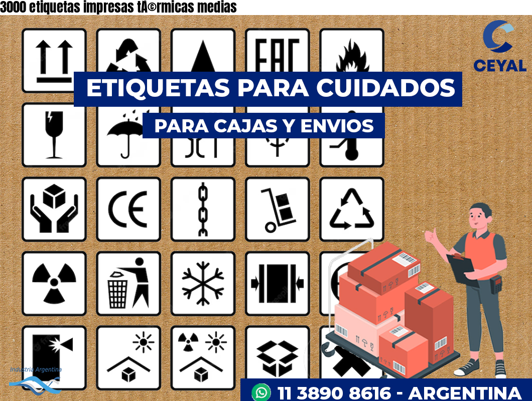 3000 etiquetas impresas tÃ©rmicas medias