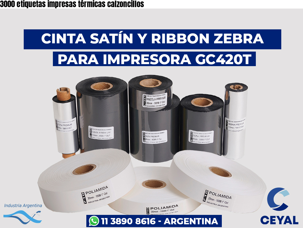 3000 etiquetas impresas térmicas calzoncillos