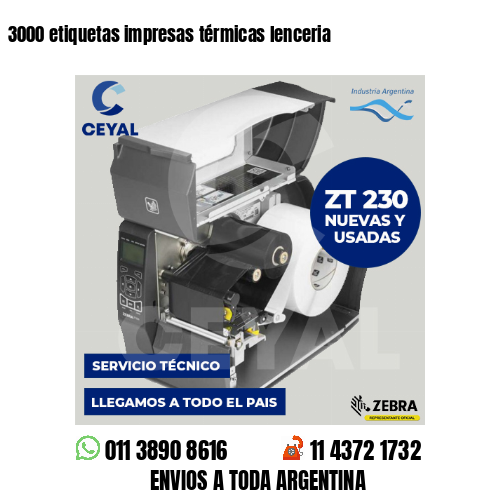 3000 etiquetas impresas térmicas lenceria