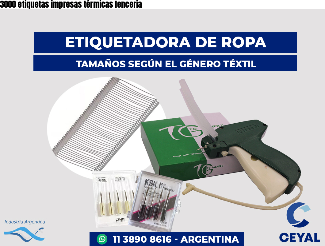3000 etiquetas impresas térmicas lenceria