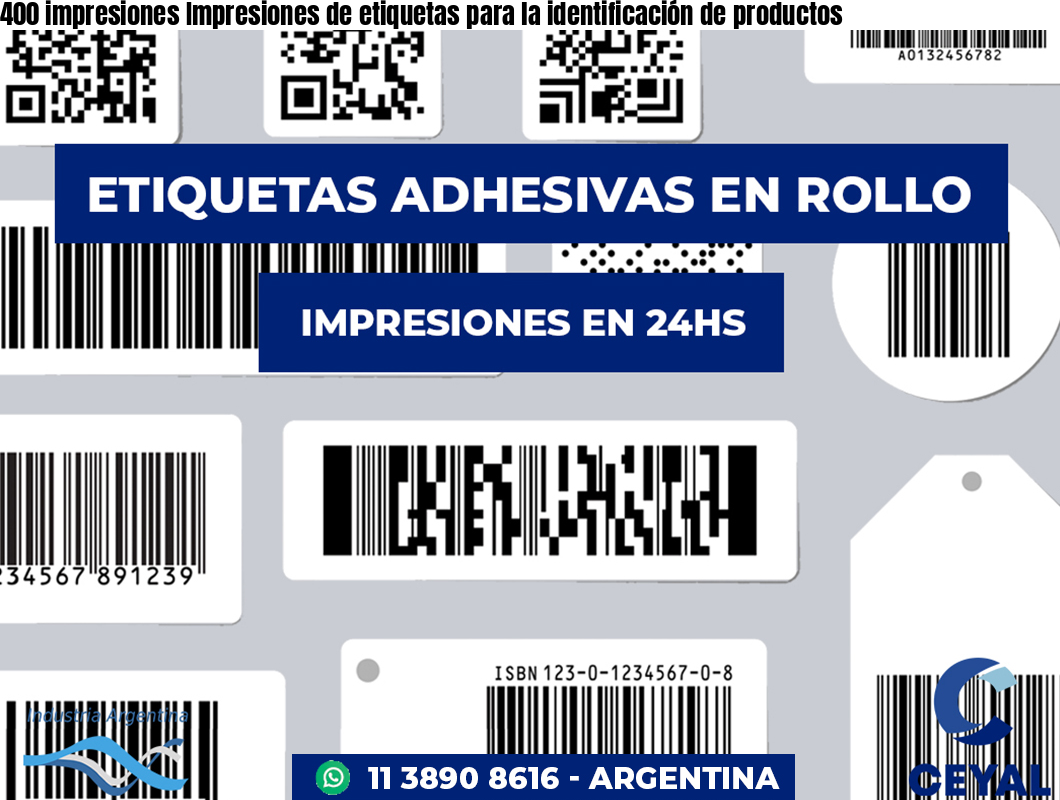 400 impresiones Impresiones de etiquetas para la identificación de productos