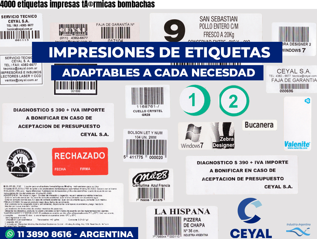 4000 etiquetas impresas tÃ©rmicas bombachas
