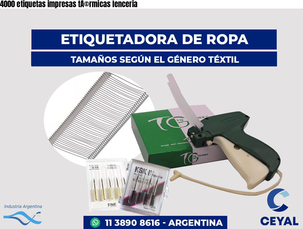 4000 etiquetas impresas tÃ©rmicas lenceria