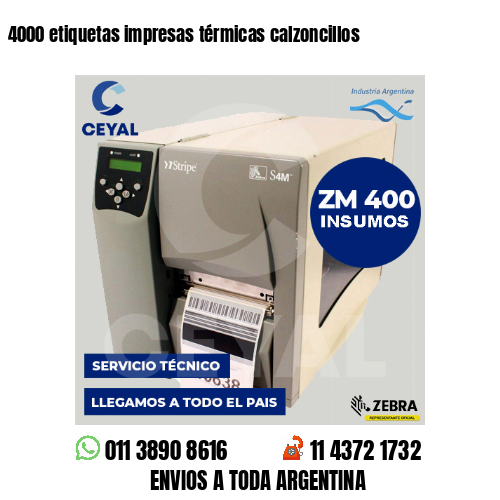4000 etiquetas impresas térmicas calzoncillos