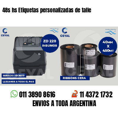 48s hs Etiquetas personalizadas de talle