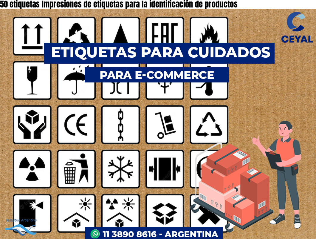 50 etiquetas Impresiones de etiquetas para la identificación de productos