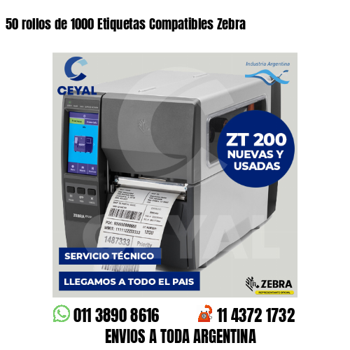 50 rollos de 1000 Etiquetas Compatibles Zebra 
