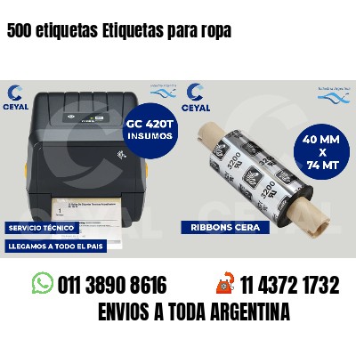 500 etiquetas Etiquetas para ropa