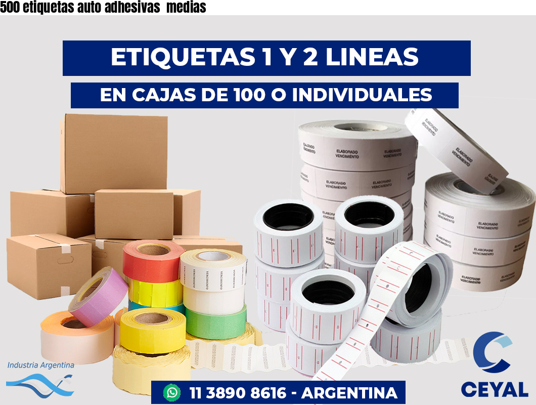 500 etiquetas auto adhesivas medias