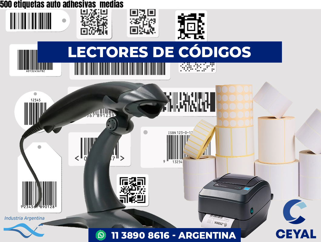 500 etiquetas auto adhesivas  medias