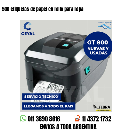 500 etiquetas de papel en rollo para ropa
