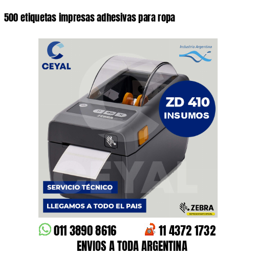 500 etiquetas impresas adhesivas para ropa