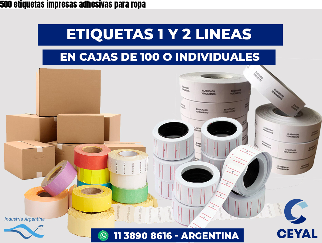 500 etiquetas impresas adhesivas para ropa