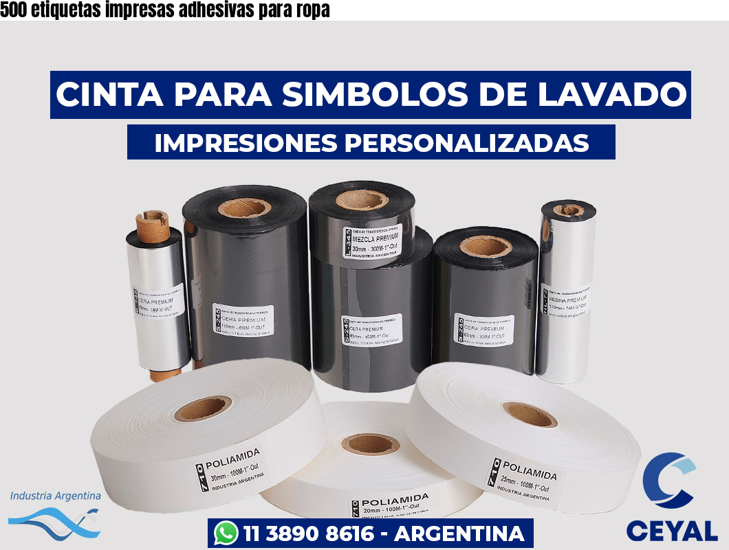 500 etiquetas impresas adhesivas para ropa