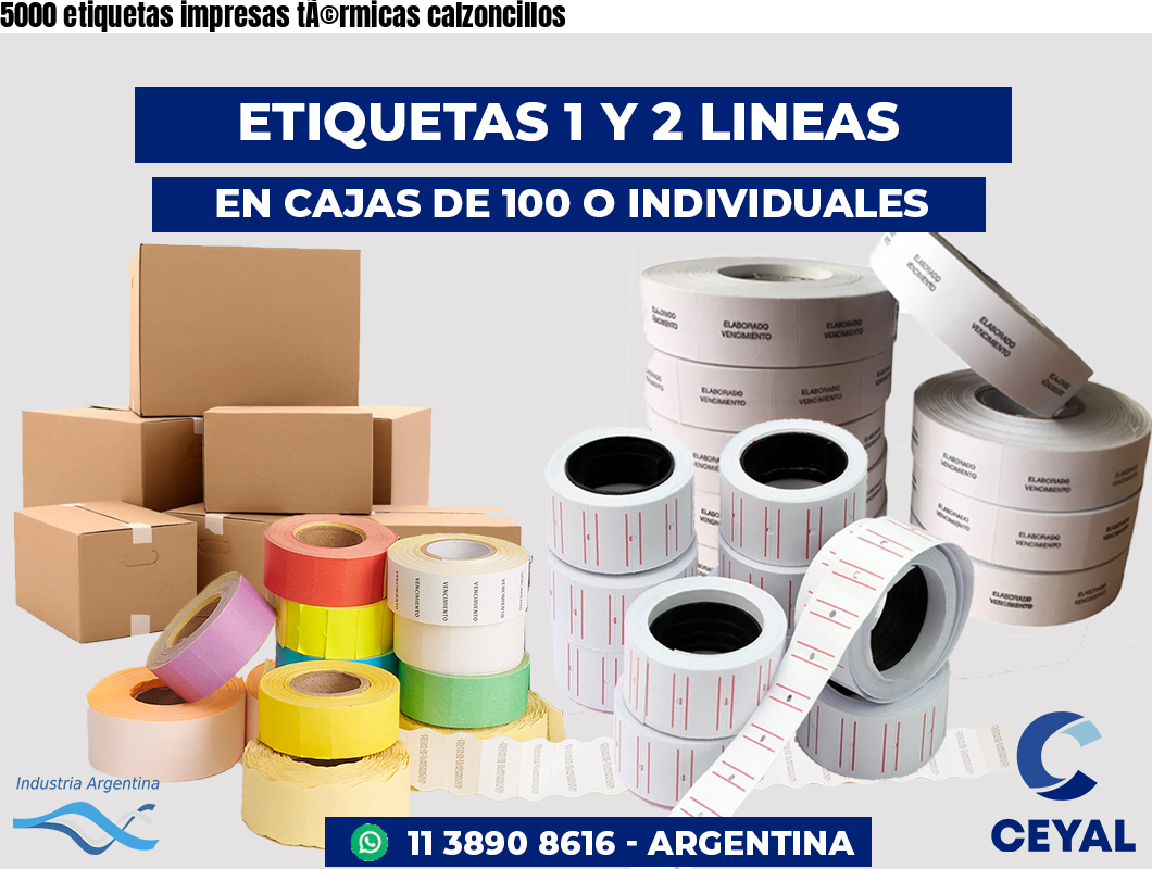 5000 etiquetas impresas tÃ©rmicas calzoncillos