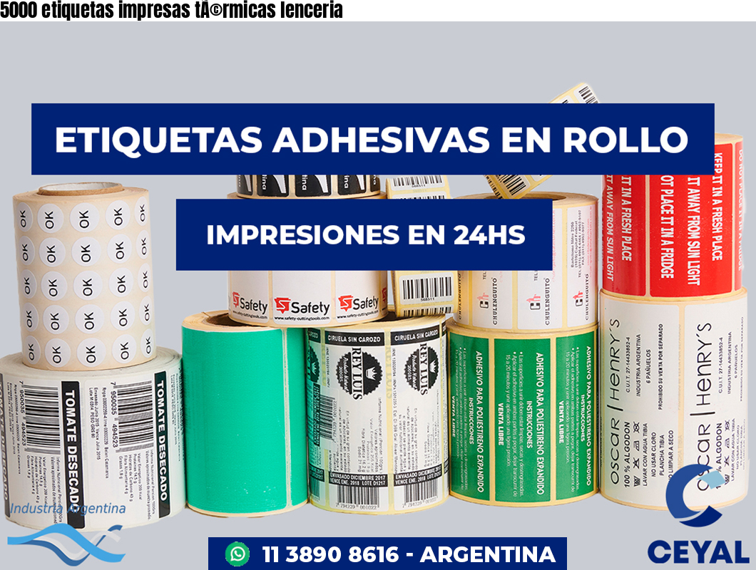 5000 etiquetas impresas tÃ©rmicas lenceria