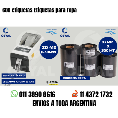 600 etiquetas Etiquetas para ropa
