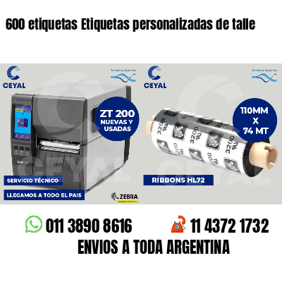 600 etiquetas Etiquetas personalizadas de talle