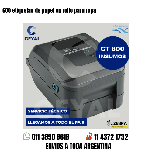 600 etiquetas de papel en rollo para ropa