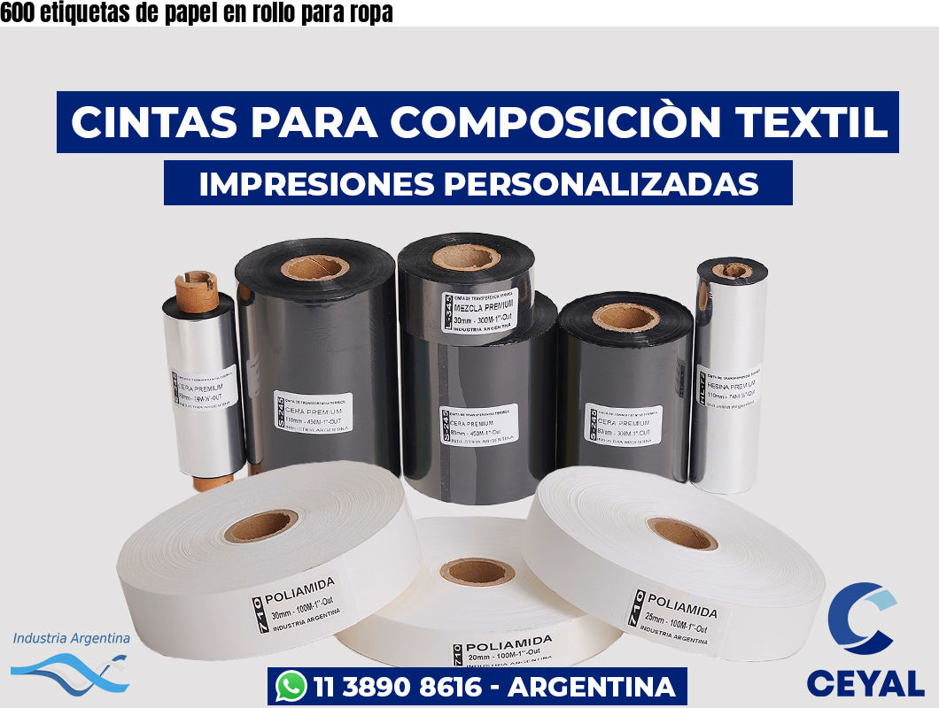 600 etiquetas de papel en rollo para ropa