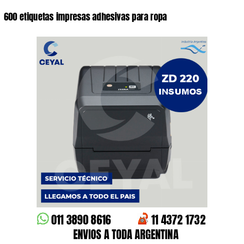 600 etiquetas impresas adhesivas para ropa