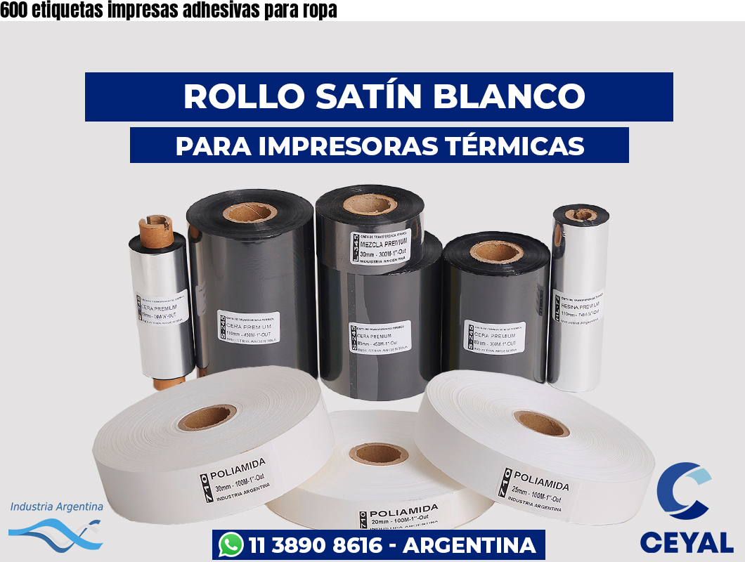 600 etiquetas impresas adhesivas para ropa