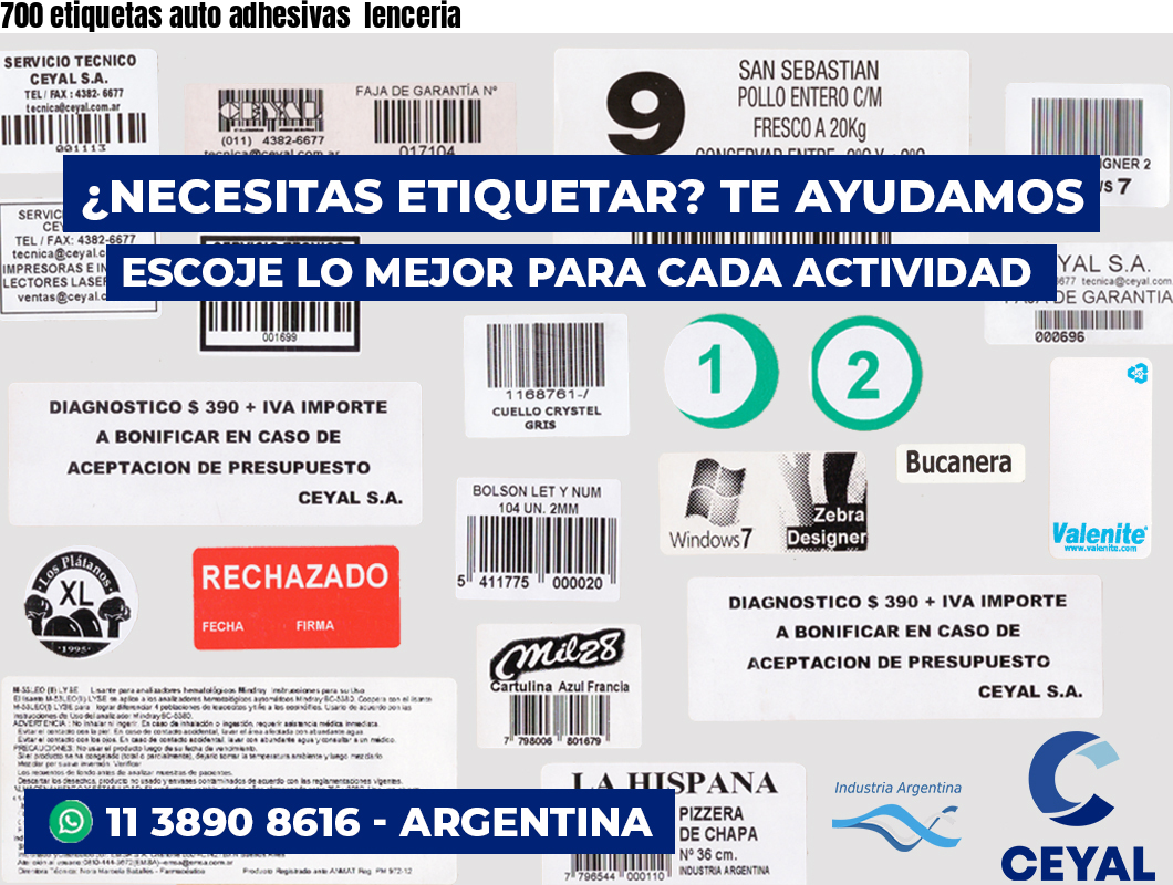 700 etiquetas auto adhesivas  lenceria