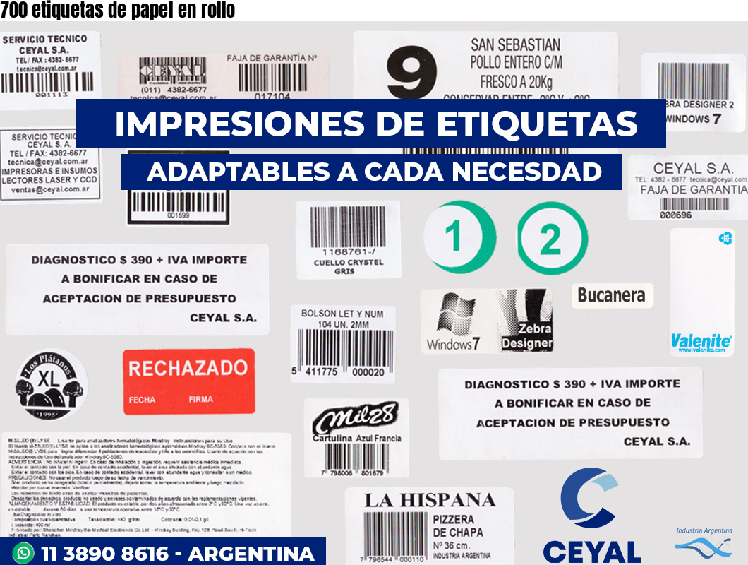 700 etiquetas de papel en rollo