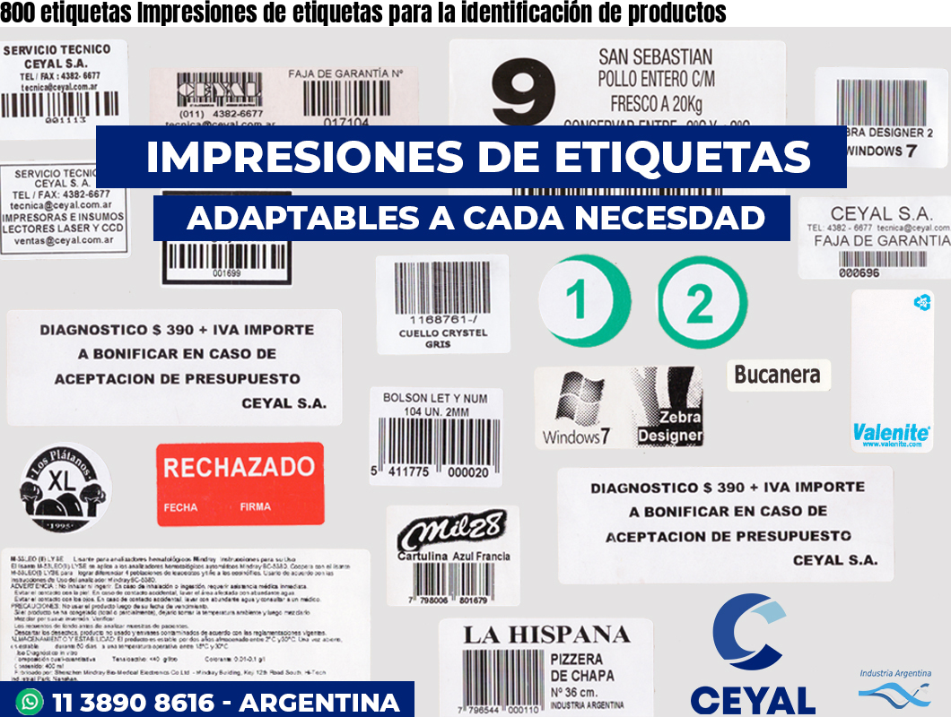 800 etiquetas Impresiones de etiquetas para la identificación de productos