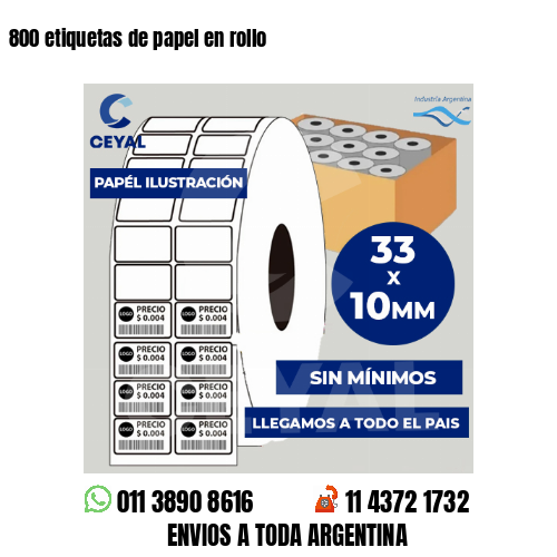 800 etiquetas de papel en rollo
