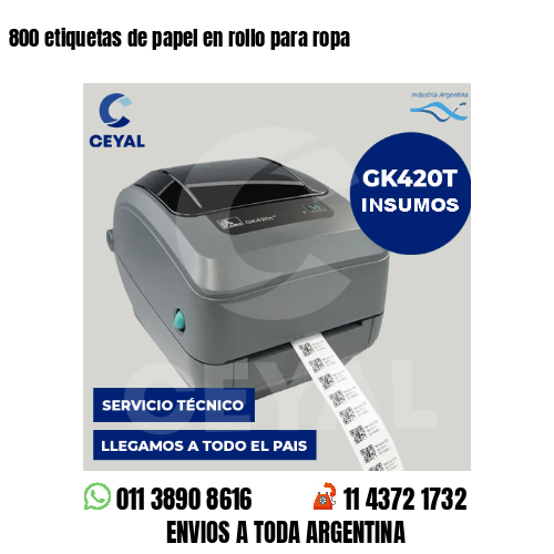 800 etiquetas de papel en rollo para ropa
