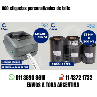 800 etiquetas personalizadas de talle
