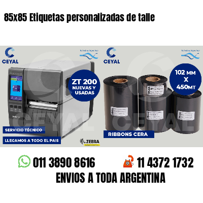 85x85 Etiquetas personalizadas de talle