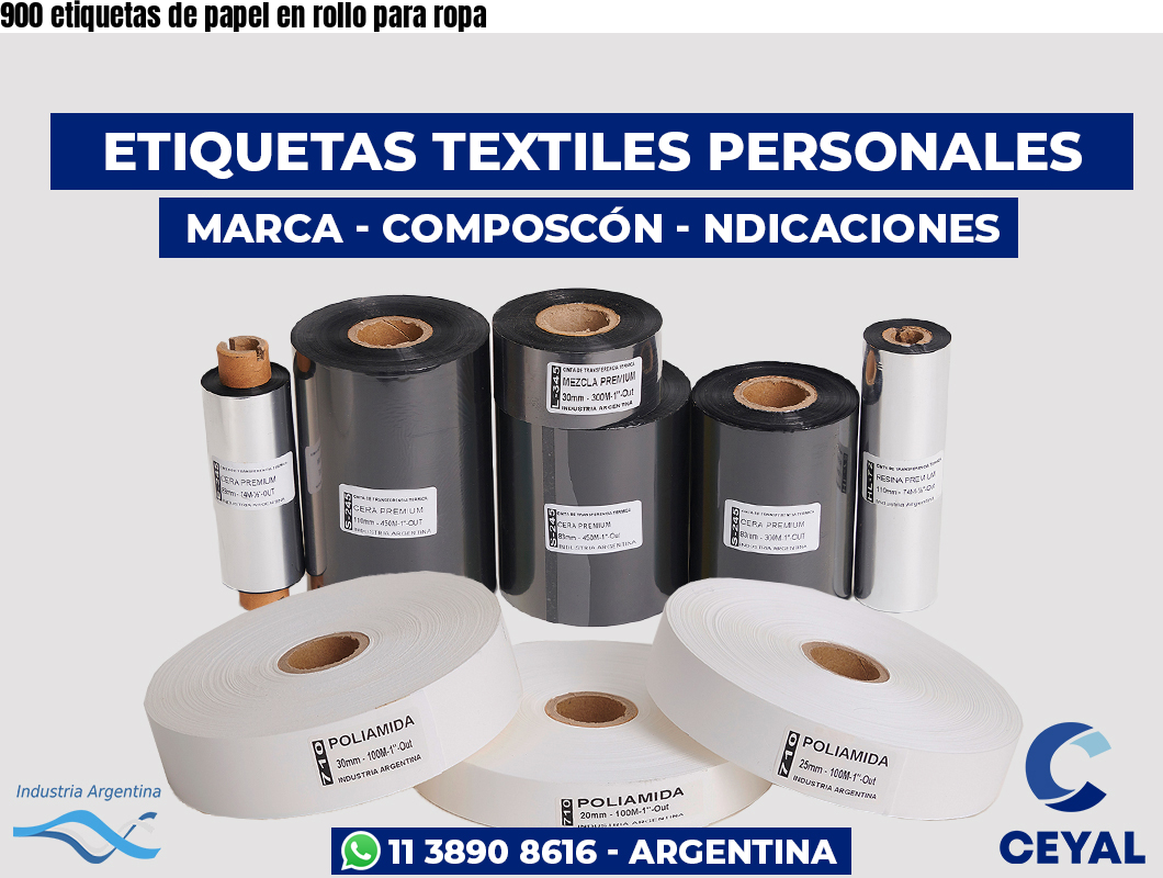 900 etiquetas de papel en rollo para ropa