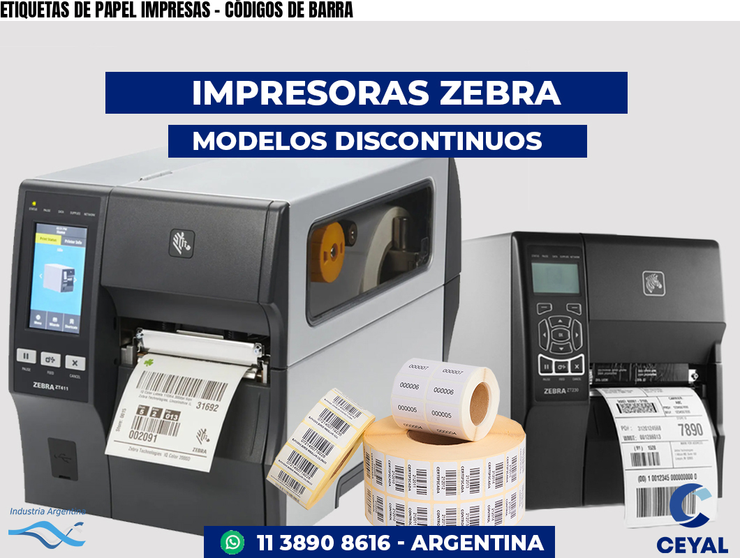 ETIQUETAS DE PAPEL IMPRESAS - CÓDIGOS DE BARRA