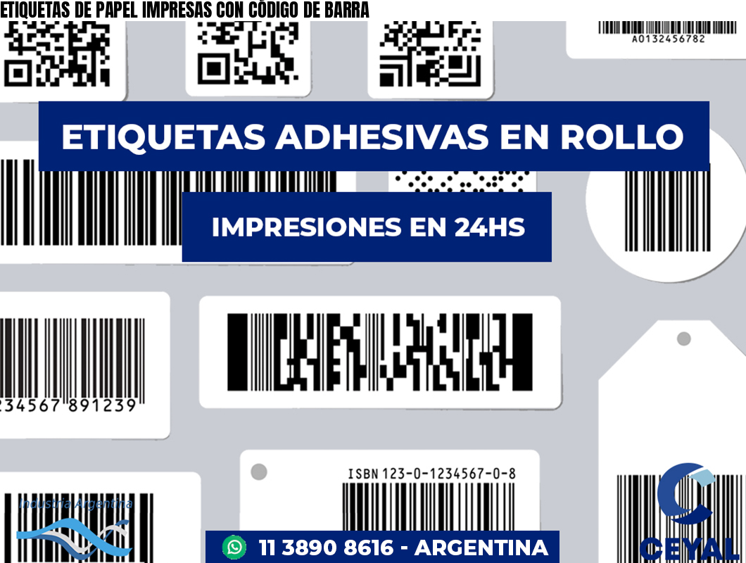 ETIQUETAS DE PAPEL IMPRESAS CON CÓDIGO DE BARRA