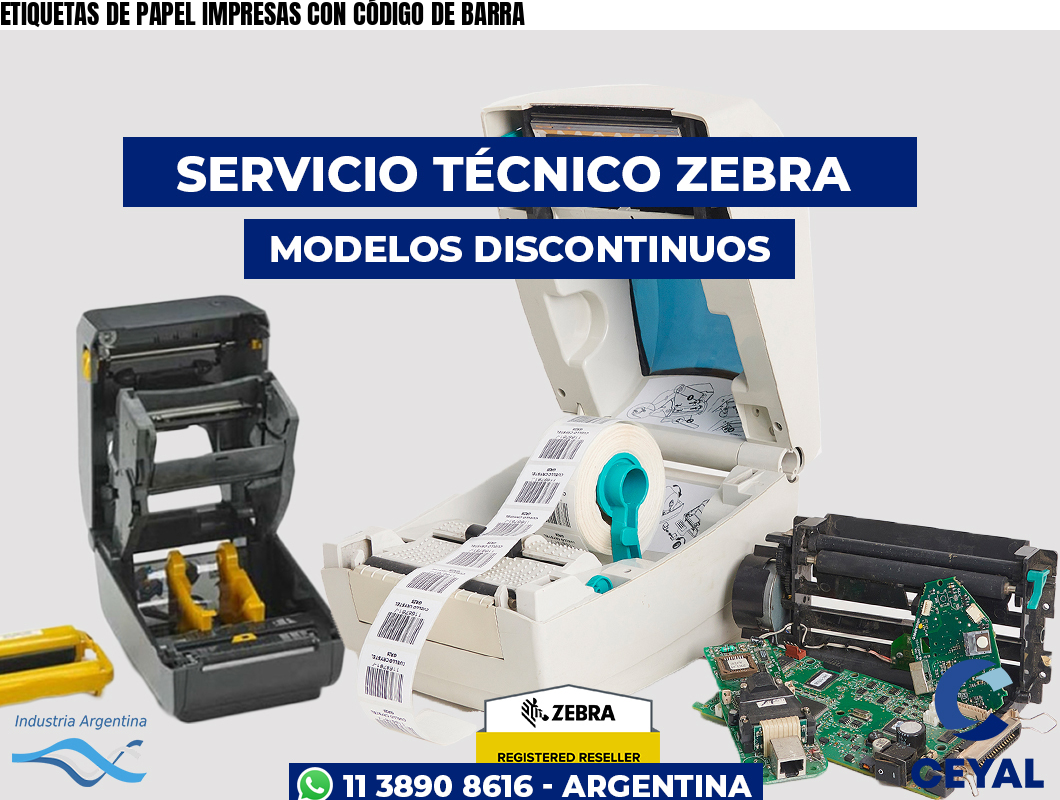ETIQUETAS DE PAPEL IMPRESAS CON CÓDIGO DE BARRA