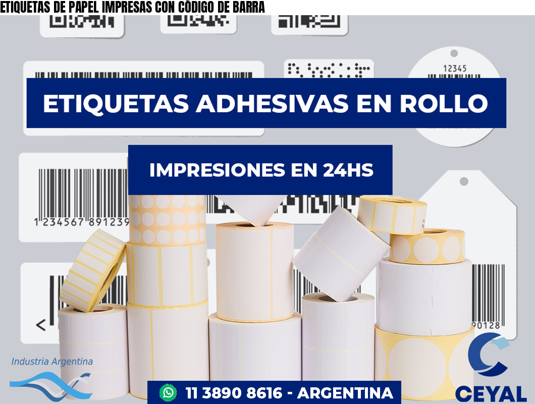 ETIQUETAS DE PAPEL IMPRESAS CON CÓDIGO DE BARRA