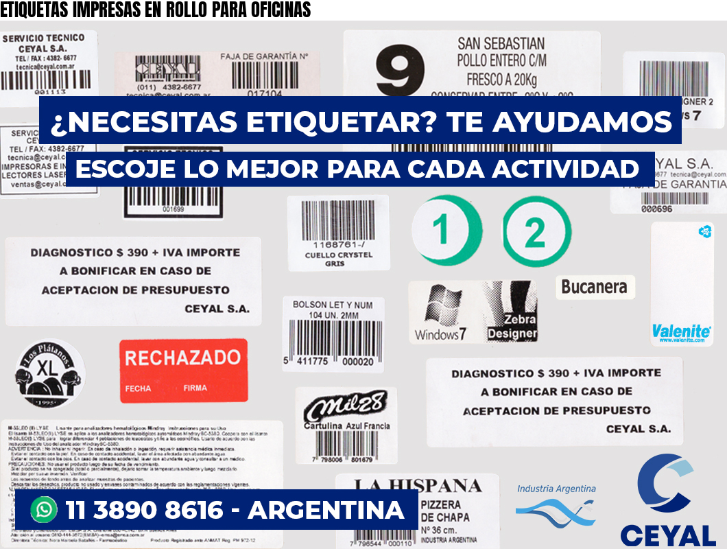 ETIQUETAS IMPRESAS EN ROLLO PARA OFICINAS