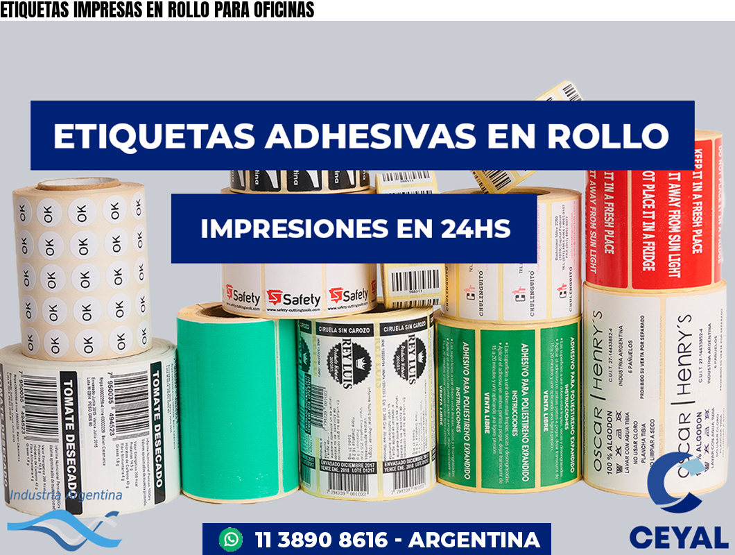 ETIQUETAS IMPRESAS EN ROLLO PARA OFICINAS