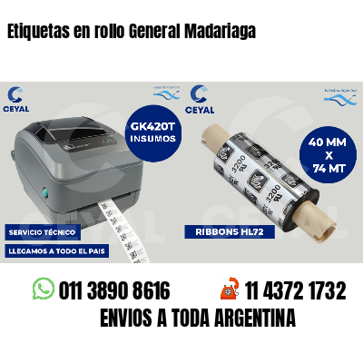 Etiquetas en rollo General Madariaga