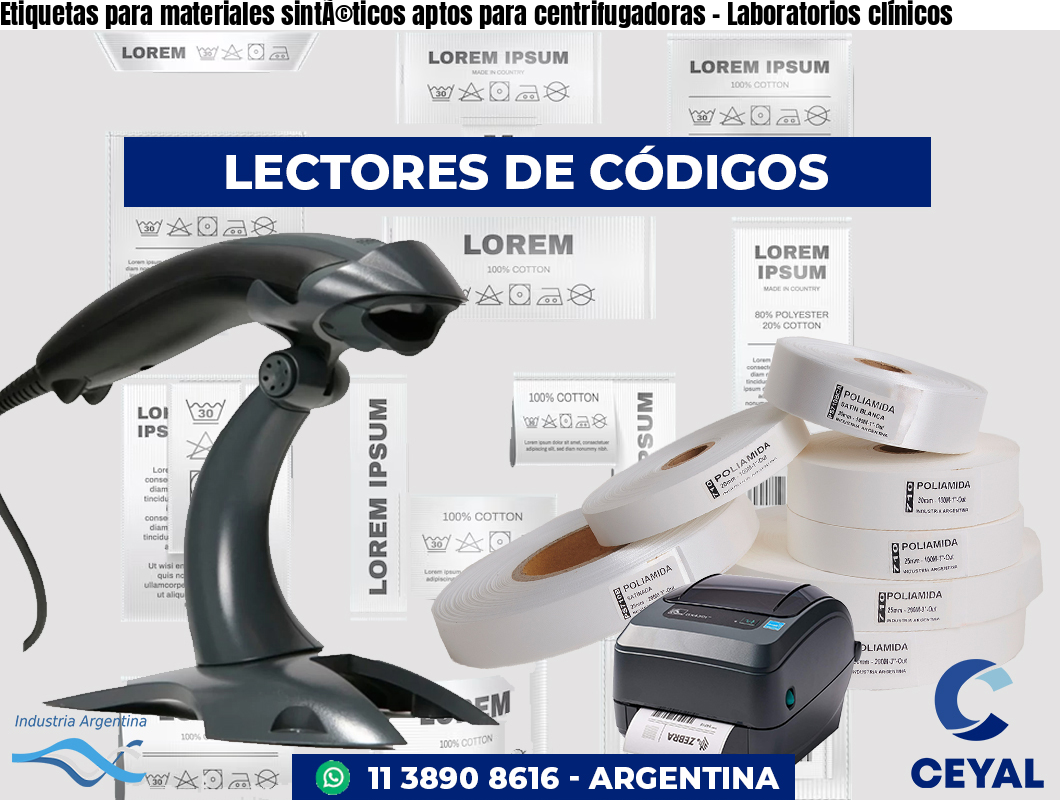 Etiquetas para materiales sintéticos aptos para centrifugadoras - Laboratorios clínicos
