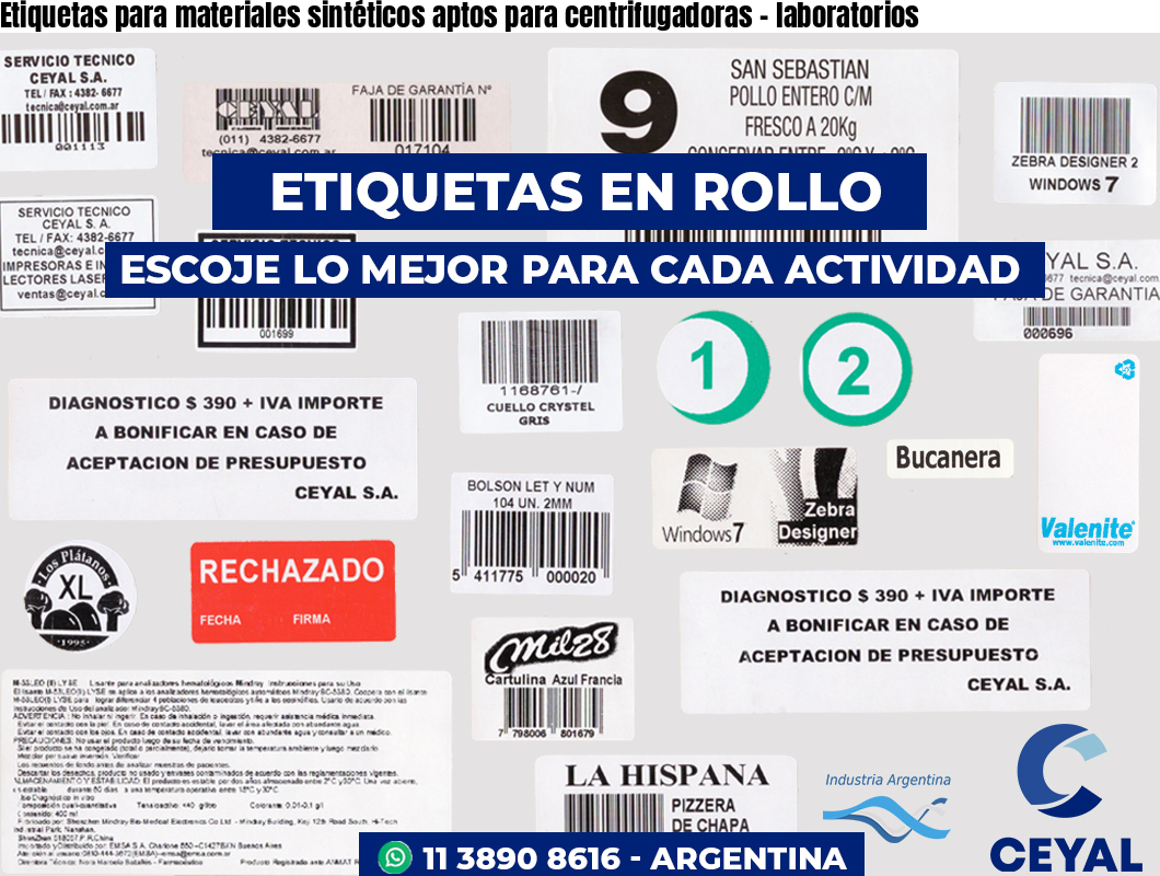 Etiquetas para materiales sintéticos aptos para centrifugadoras – laboratorios