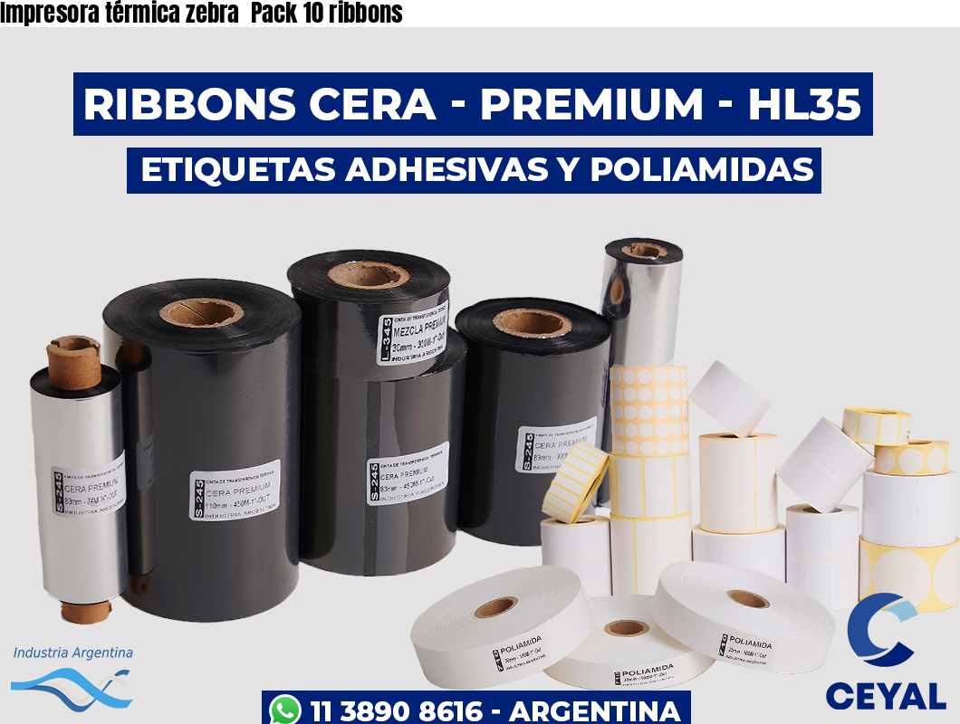 Impresora térmica zebra  Pack 10 ribbons