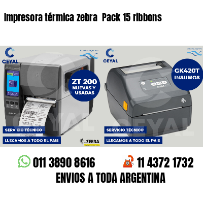 Impresora térmica zebra  Pack 15 ribbons