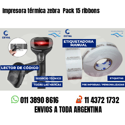 Impresora térmica zebra  Pack 15 ribbons
