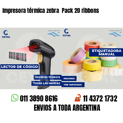 Impresora térmica zebra  Pack 20 ribbons