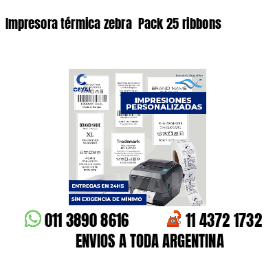 Impresora térmica zebra Pack 25 ribbons