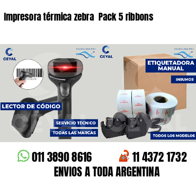 Impresora térmica zebra  Pack 5 ribbons